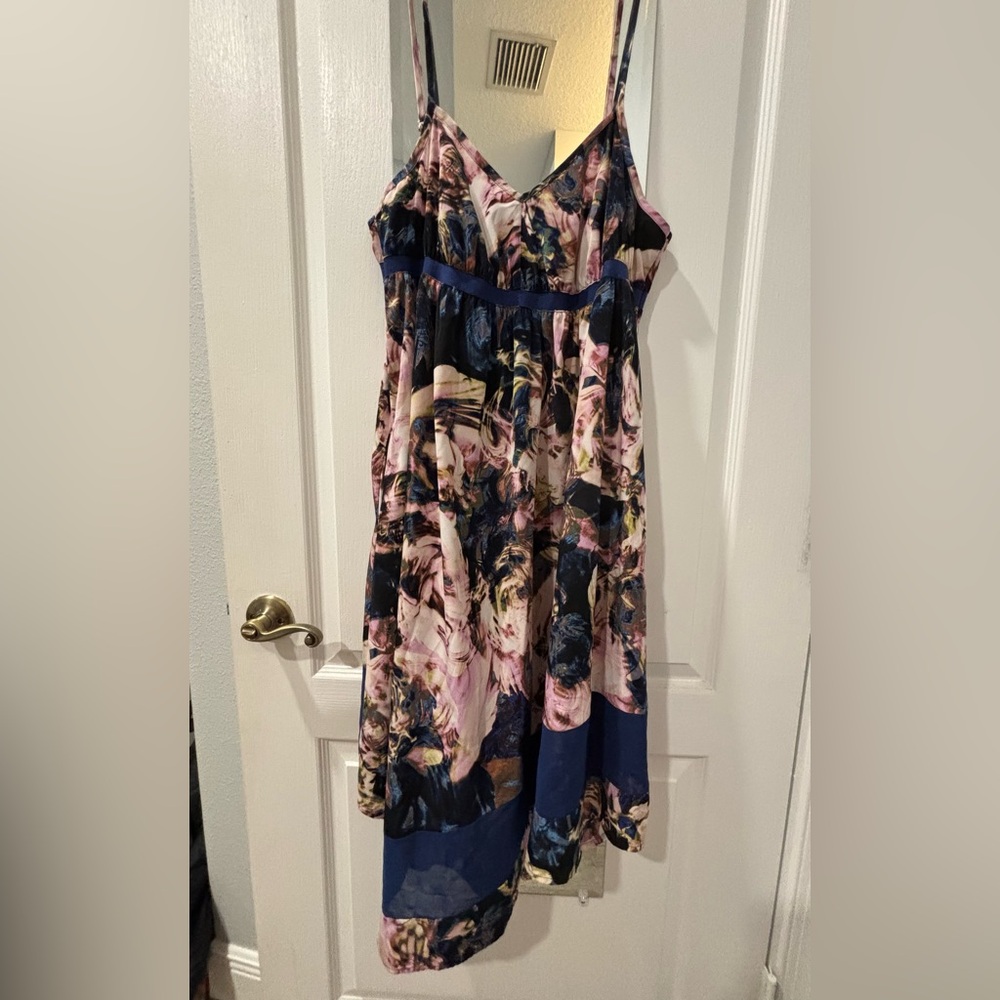 Asymmetrical Women's Dress in Pink and Blue